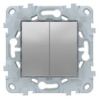 Переключатель 2-клавишный Schneider Electric UNICA NEW, скрытый монтаж, алюминий