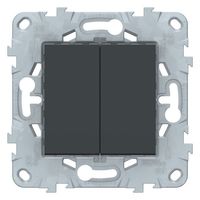 Переключатель 2-клавишный Schneider Electric UNICA NEW, скрытый монтаж, антрацит