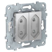 Розетка Schneider Electric UNICA NEW, скрытый монтаж, со шторками, винтовые клеммы, алюминий