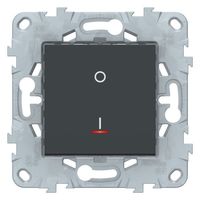 Выключатель 1-клавишный двухполюсный Schneider Electric UNICA NEW, с подсветкой, скрытый монтаж, 16А, антрацит