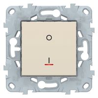 Выключатель 1-клавишный двухполюсный Schneider Electric UNICA NEW, с подсветкой, скрытый монтаж, 16А, бежевый