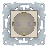 Розетка Schneider Electric UNICA NEW, скрытый монтаж, с заземлением, со шторками, винтовые клеммы, бежевый