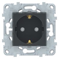 Розетка Schneider Electric UNICA NEW, скрытый монтаж, с заземлением, со шторками, безвинтовые клеммы, антрацит