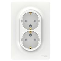 Розетка двухместная Schneider Electric UNICA NEW, скрытый монтаж, с заземлением, со шторками, винтовые клеммы, белый