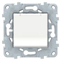 Розетка Schneider Electric UNICA NEW, скрытый монтаж, с заземлением, с крышкой, со шторками, винтовые клеммы, белый