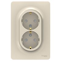 Розетка двухместная Schneider Electric UNICA NEW, скрытый монтаж, с заземлением, со шторками, винтовые клеммы, бежевый