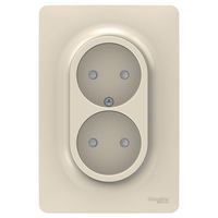 Розетка двухместная Schneider Electric UNICA NEW, скрытый монтаж, со шторками, винтовые клеммы, бежевый