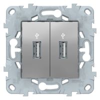 Розетка 2xUSB Schneider Electric UNICA NEW, алюминий