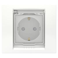 Розетка Schneider Electric UNICA NEW, скрытый монтаж, с заземлением, с крышкой, со шторками, винтовые клеммы, белый