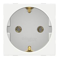 Розетка на 2 модуля Schneider Electric UNICA NEW MODULAR, скрытый монтаж, с заземлением, винтовые клеммы, белый