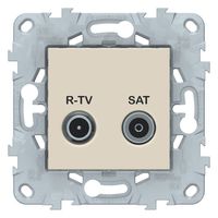 Розетка TV-FM-SAT Schneider Electric UNICA NEW, проходная, бежевый