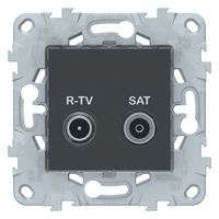Розетка TV-FM-SAT Schneider Electric UNICA NEW, проходная, антрацит