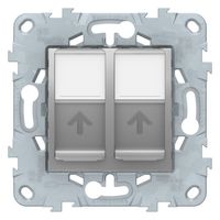 Розетка компьютерная 2xRJ45 Cat.6 Schneider Electric UNICA NEW, алюминий