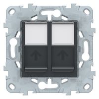 Розетка компьютерная 2xRJ45 Cat.6 Schneider Electric UNICA NEW, антрацит