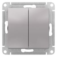 Переключатель 2-клавишный Schneider Electric ATLASDESIGN, скрытый монтаж, алюминий