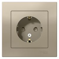 Розетка Schneider Electric ATLASDESIGN, скрытый монтаж, с заземлением, со шторками, шампань
