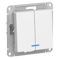 Выключатель 2-клавишный Schneider Electric ATLASDESIGN, с подсветкой, скрытый монтаж, белый