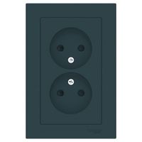 Розетка двухместная Schneider Electric ATLASDESIGN, скрытый монтаж, со шторками, изумруд