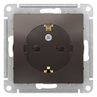 Розетка Schneider Electric ATLASDESIGN, скрытый монтаж, с заземлением, со шторками, мокко