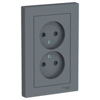 Розетка двухместная Schneider Electric ATLASDESIGN, скрытый монтаж, со шторками, грифель