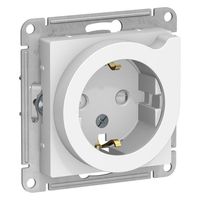Розетка Schneider Electric ATLASDESIGN, скрытый монтаж, с заземлением, со шторками, белый