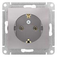 Розетка Schneider Electric ATLASDESIGN, скрытый монтаж, с заземлением, винтовые клеммы, алюминий