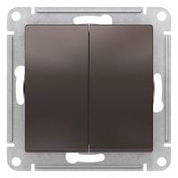 Переключатель 2-клавишный Schneider Electric ATLASDESIGN, скрытый монтаж, мокко