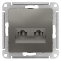 Розетка компьютерная 2xRJ45 Cat.5 Schneider Electric ATLASDESIGN, сталь