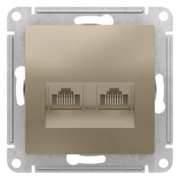 Розетка компьютерная 2xRJ45 Cat.5 Schneider Electric ATLASDESIGN, шампань