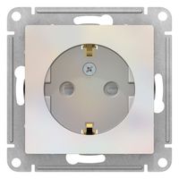 Розетка Schneider Electric ATLASDESIGN, скрытый монтаж, с заземлением, со шторками, жемчуг