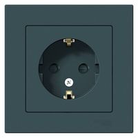 Розетка Schneider Electric ATLASDESIGN, скрытый монтаж, с заземлением, со шторками, изумруд