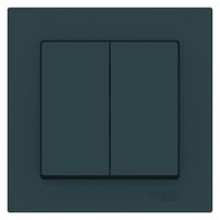Выключатель 2-клавишный Schneider Electric ATLASDESIGN, скрытый монтаж, изумруд