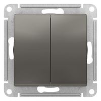 Выключатель 2-клавишный Schneider Electric ATLASDESIGN, скрытый монтаж, сталь