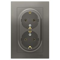 Розетка двухместная Schneider Electric ATLASDESIGN, скрытый монтаж, с заземлением, сталь