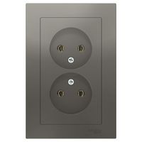 Розетка двухместная Schneider Electric ATLASDESIGN, скрытый монтаж, сталь