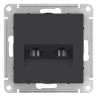 Розетка компьютерная 2xRJ45 Cat.5 Schneider Electric ATLASDESIGN, карбон