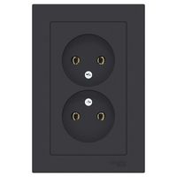 Розетка двухместная Schneider Electric ATLASDESIGN, скрытый монтаж, карбон