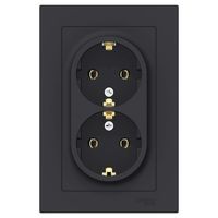 Розетка двухместная Schneider Electric ATLASDESIGN, скрытый монтаж, с заземлением, карбон