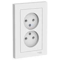 Розетка двухместная с рамкой Schneider Electric ATLASDESIGN, скрытый монтаж, винтовые клеммы, белый