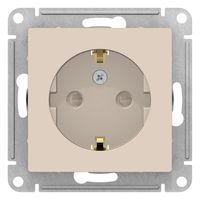 Розетка Schneider Electric ATLASDESIGN, скрытый монтаж, с заземлением, со шторками, винтовые клеммы, бежевый