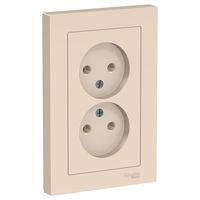 Розетка двухместная с рамкой Schneider Electric ATLASDESIGN, скрытый монтаж, винтовые клеммы, бежевый