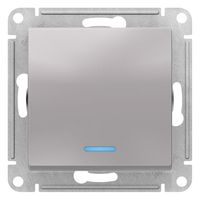 Переключатель 1-клавишный Schneider Electric ATLASDESIGN, с подсветкой, скрытый монтаж, алюминий