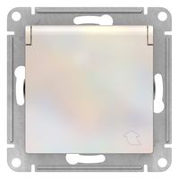 Розетка Schneider Electric ATLASDESIGN, скрытый монтаж, с заземлением, с крышкой, со шторками, жемчуг