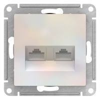 Розетка компьютерная 2xRJ45 Cat.5 Schneider Electric ATLASDESIGN, жемчуг