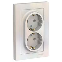 Розетка двухместная Schneider Electric ATLASDESIGN, скрытый монтаж, с заземлением, жемчуг