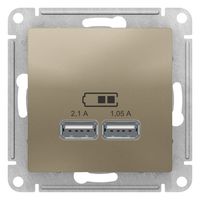 Розетка 2xUSB Schneider Electric ATLASDESIGN, шампань