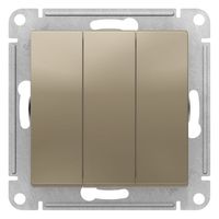 Выключатель 3-клавишный Schneider Electric ATLASDESIGN, скрытый монтаж, шампань