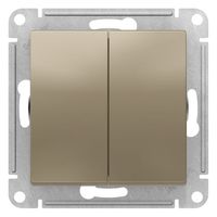 Переключатель 2-клавишный Schneider Electric ATLASDESIGN, скрытый монтаж, шампань