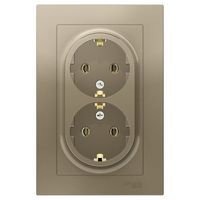 Розетка двухместная Schneider Electric ATLASDESIGN, скрытый монтаж, с заземлением, шампань