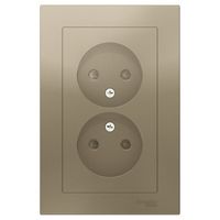 Розетка двухместная Schneider Electric ATLASDESIGN, скрытый монтаж, шампань